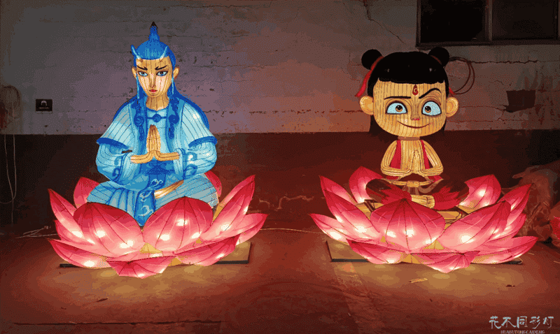 哪吒动画主题系列花灯灯组展示