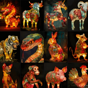 艺术型十二生肖花灯灯组造型